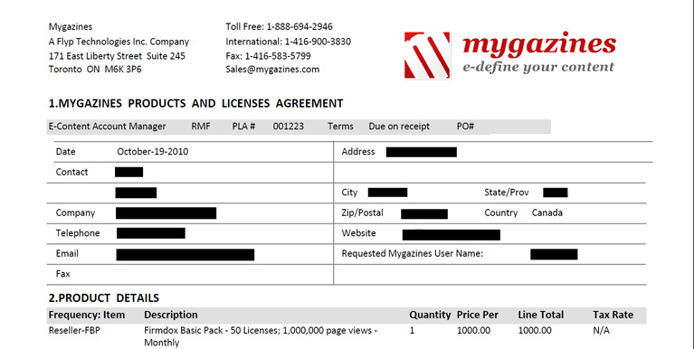 Mygazines Sales Order Template