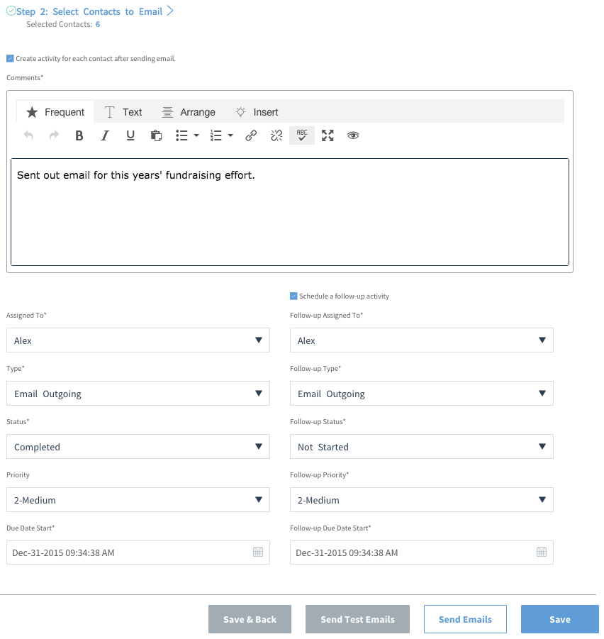 method schedule an activity and follow up